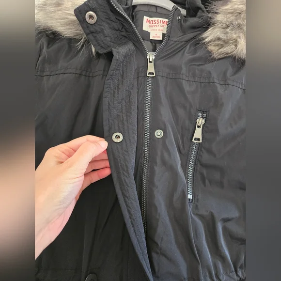 Mossimo Women's Black Parka Coat with Faux Fur Trim Size Small - Picture 4 of 8